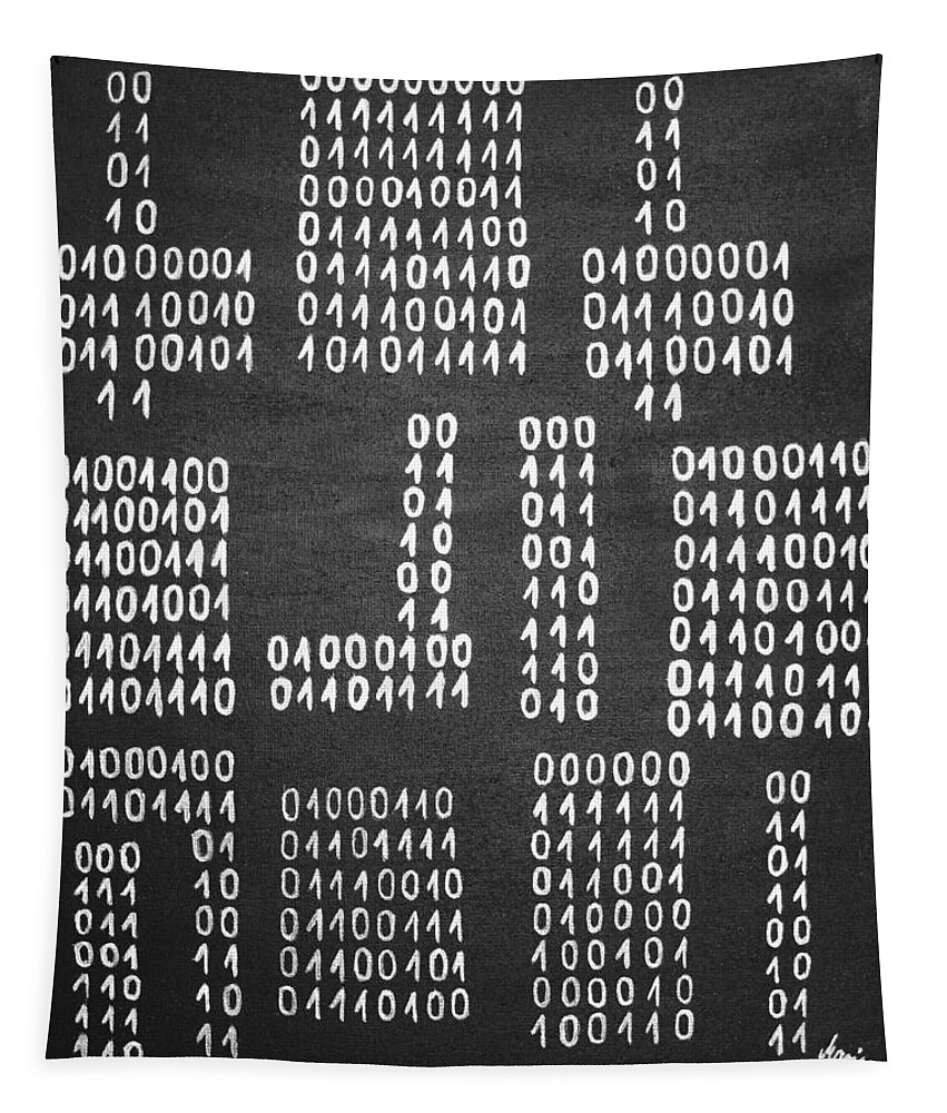 Binary Tapestry featuring the painting Anonymous - Binary Painting by Marianna Mills by Marianna Mills