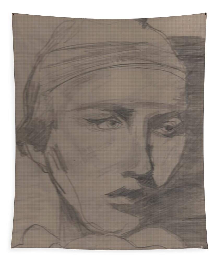 Portrait Tapestry featuring the drawing Antigone by jrr by First Star Art
