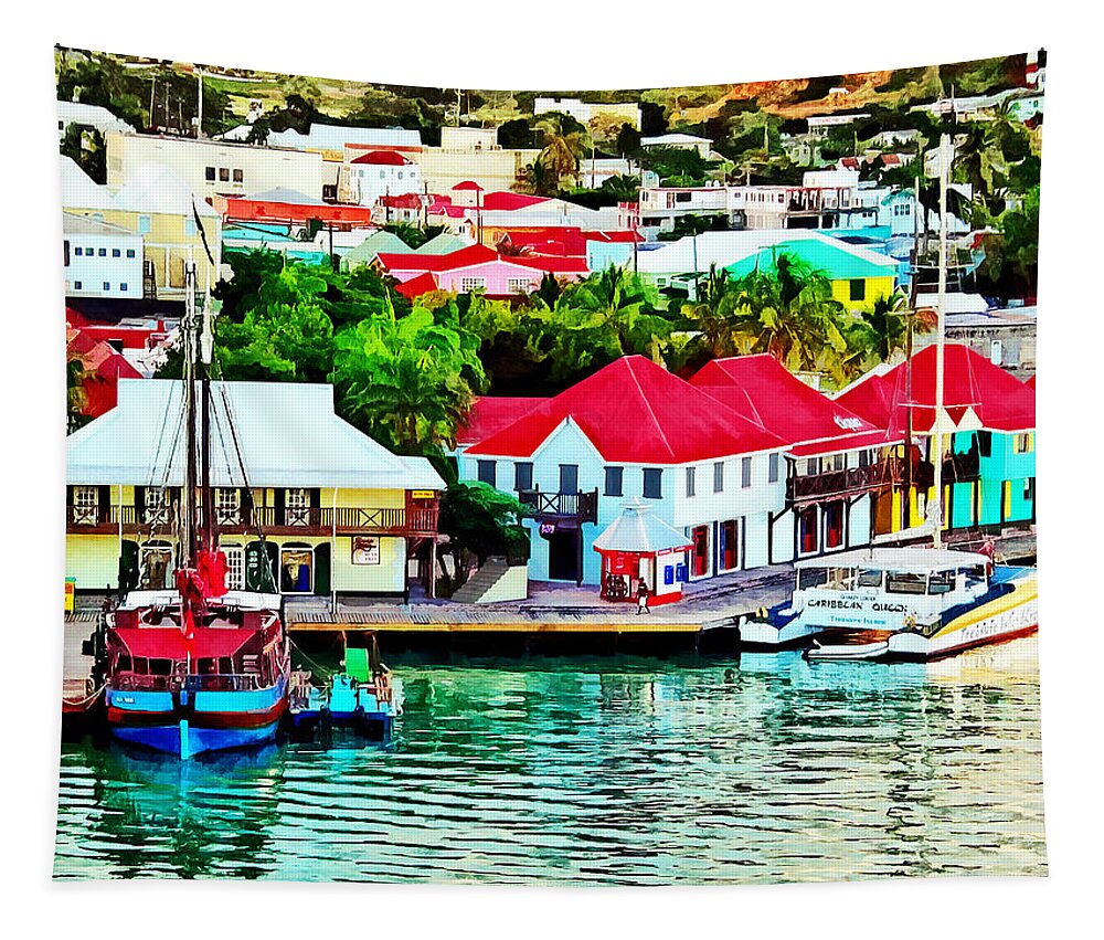 St Johns Tapestry featuring the photograph Antigua - St. Johns Harbor Early Morning by Susan Savad