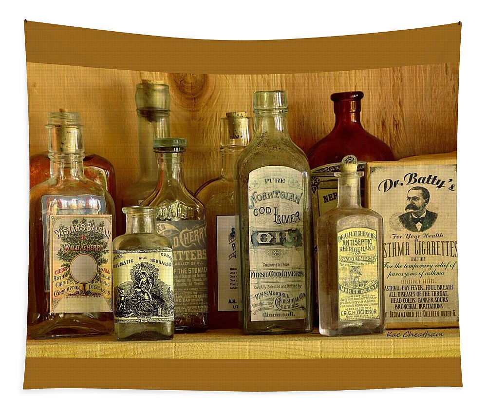 Antique Glass Bottles Tapestry featuring the photograph Antique General Store Display 2 by Kae Cheatham