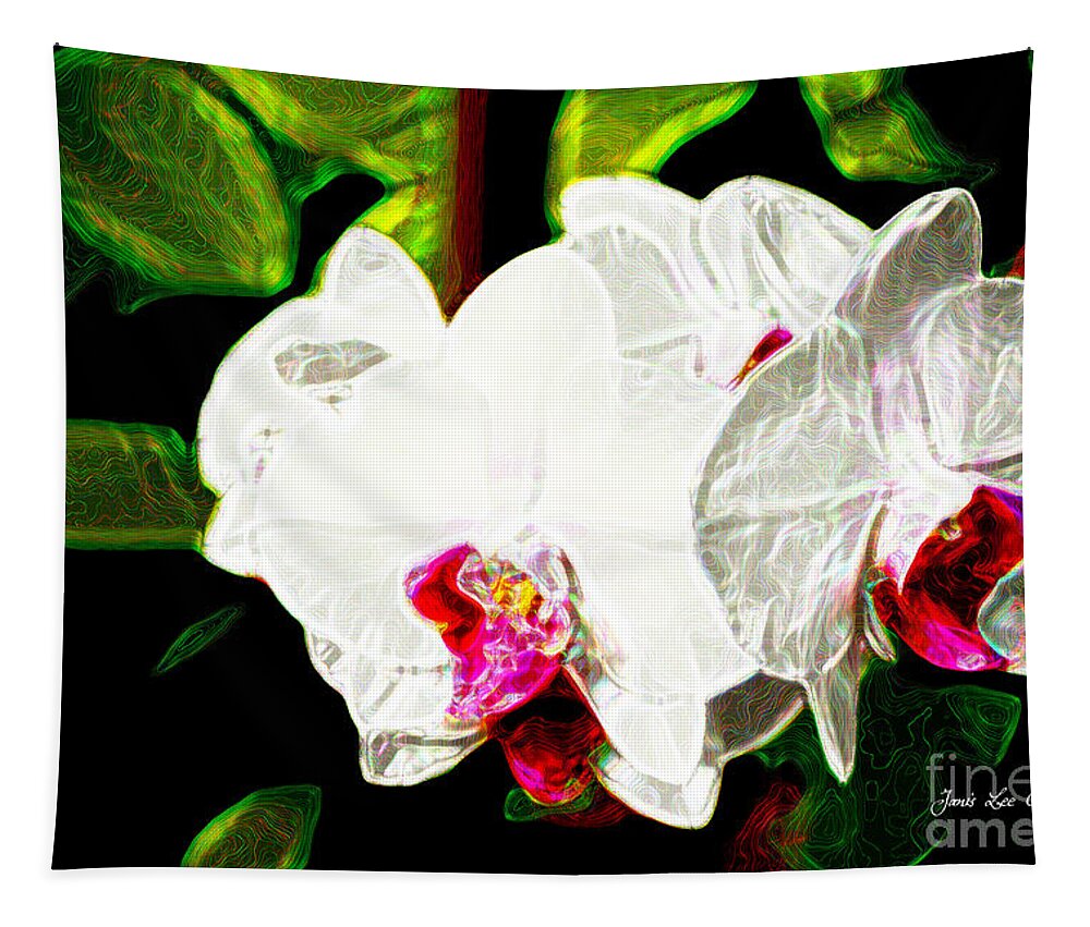 Orchid Tapestry featuring the photograph AOS White Orchid 2 by Janis Lee Colon
