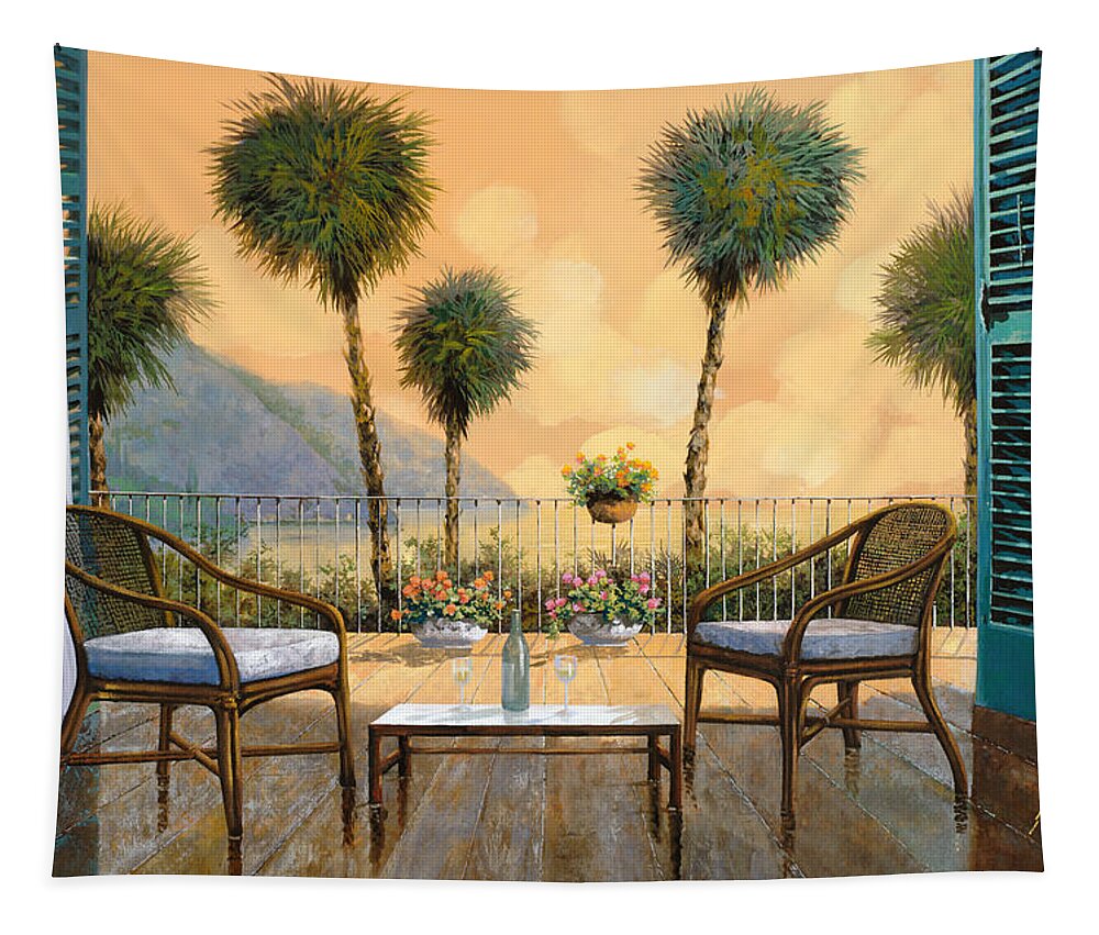 Aperitif Tapestry featuring the painting Aperitivo Al Tramonto by Guido Borelli