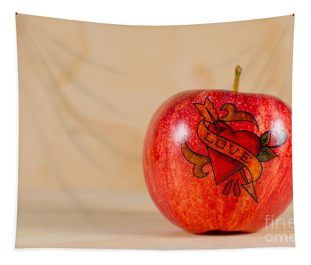 Red Tapestry featuring the photograph Apple Love by Jonas Luis