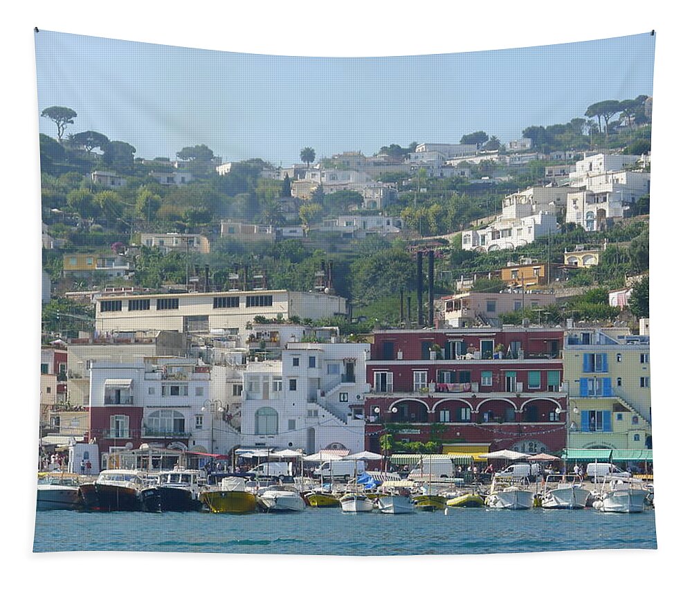  Tapestry featuring the photograph Approaching Capri - View by Nora Boghossian