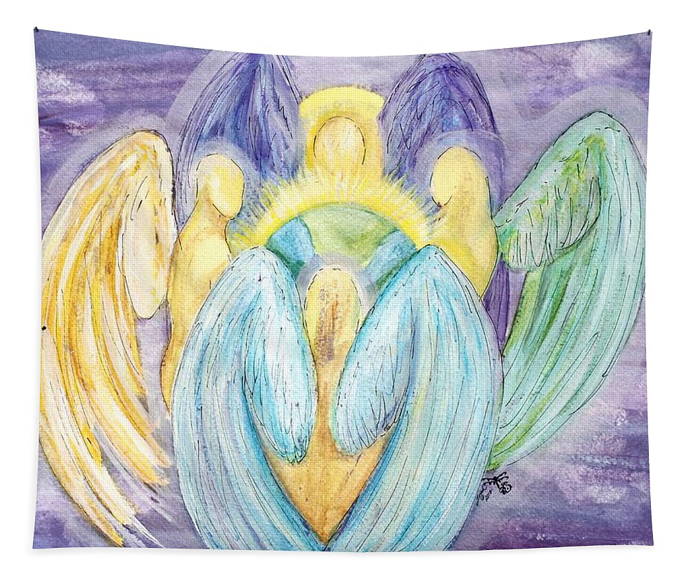 Archangels Tapestry featuring the painting Archangels by Lora Tout