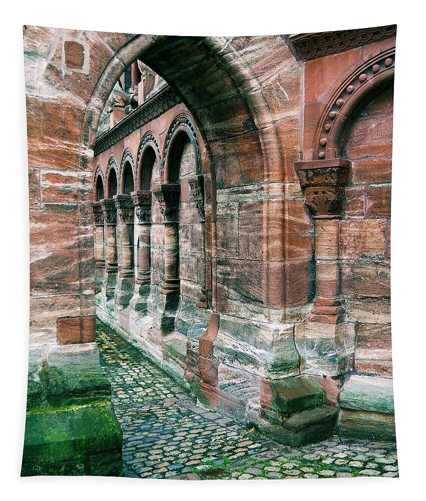 St. Martin's Church Tapestry featuring the digital art Arches and Cobblestone by Maria Huntley