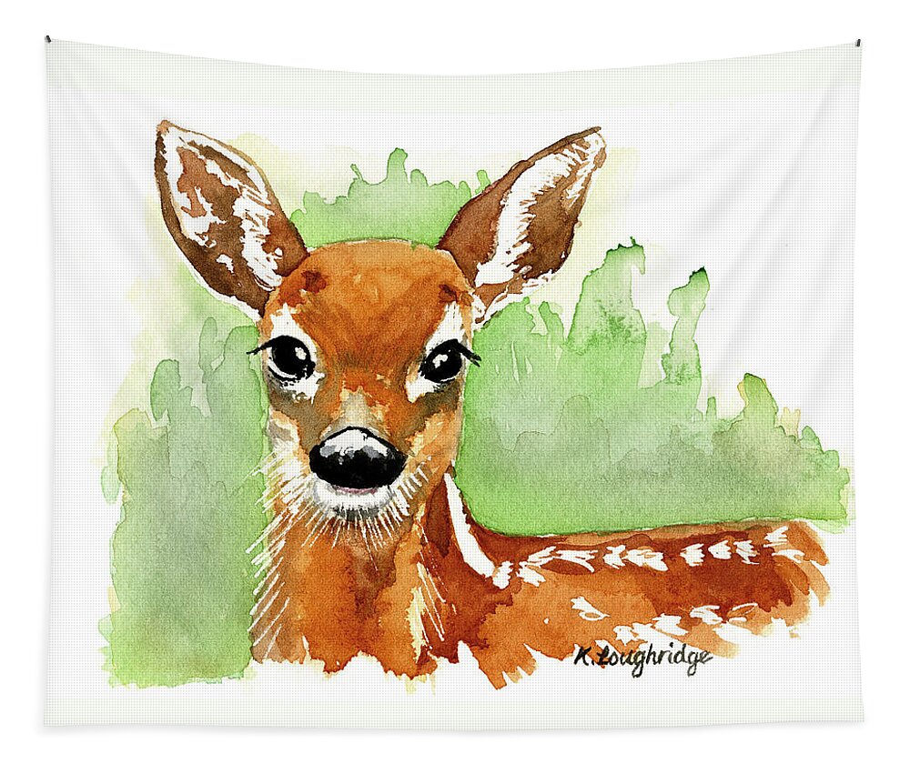 Deer Tapestry featuring the painting Aristocratic Red Deer by Karen Loughridge KLArt