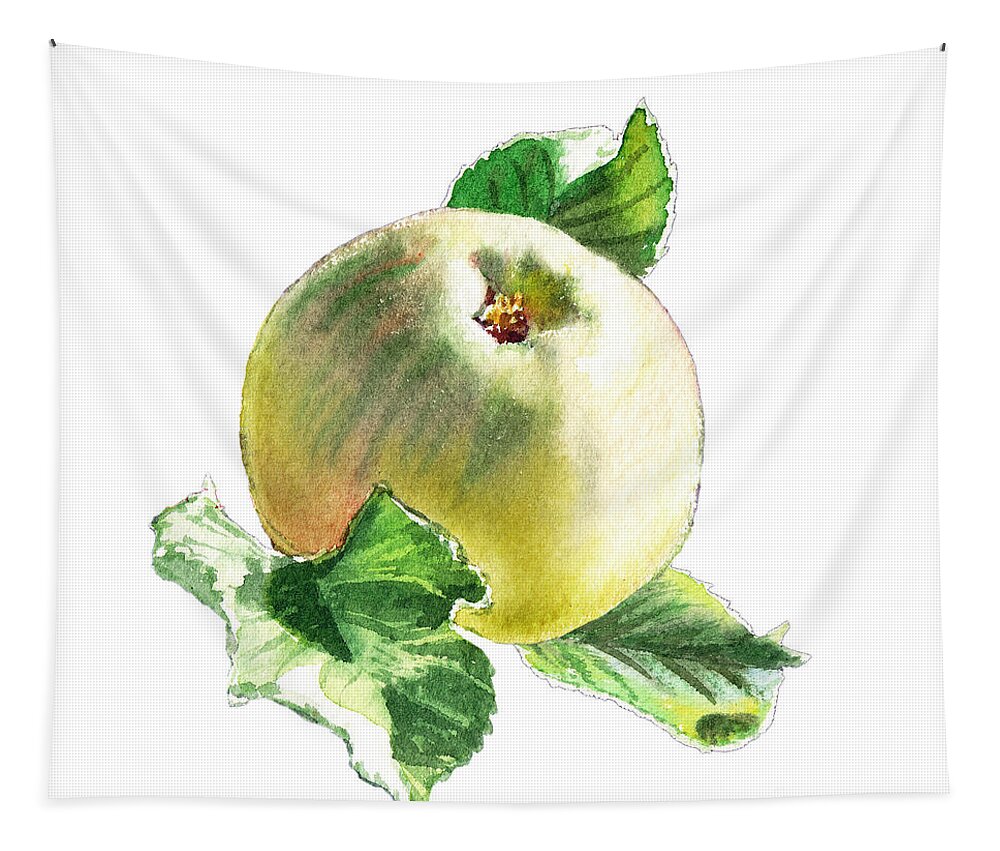 Apple Tapestry featuring the painting ArtZ Vitamins Series A Happy Green Apple by Irina Sztukowski