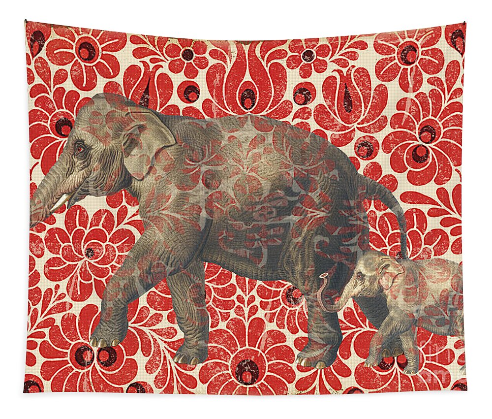 Asian Tapestry featuring the digital art Asian Elephant-JP2185 by Jean Plout