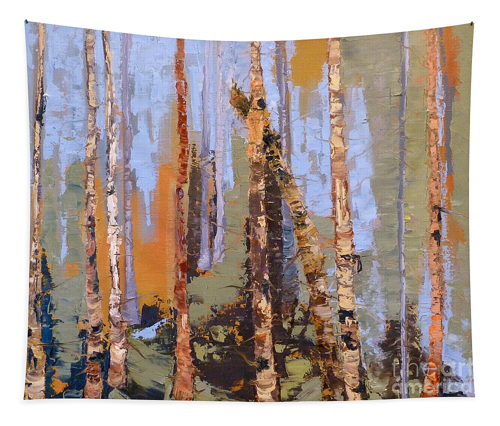 Aspen Tapestry featuring the painting Aspen Forest Colorado by Susan A Becker