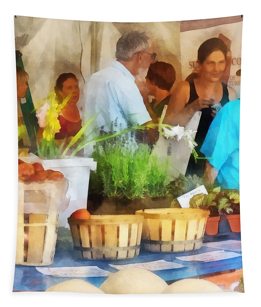 Farmers Market Tapestry featuring the photograph At the Farmer's Market by Susan Savad
