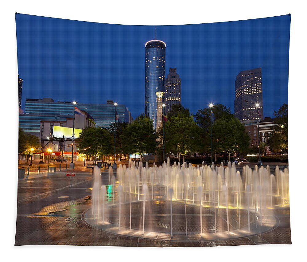 City Tapestry featuring the photograph Atlanta by Night by Alexey Stiop