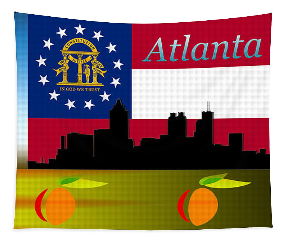 Atlanta Tapestry featuring the digital art Atlanta Silhouette by Becca Buecher