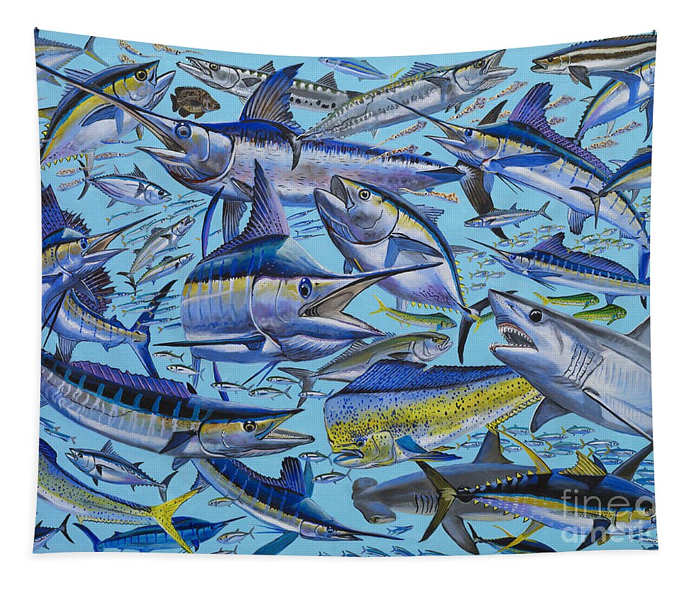 Marlin Tapestry featuring the painting Atlantic Gamefish Off008 by Carey Chen