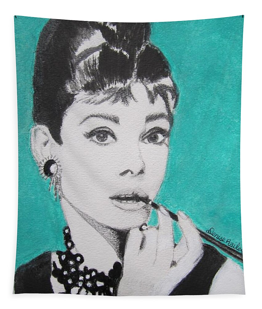 Audrey Hepburn Tapestry featuring the painting Audrey by Denise Railey