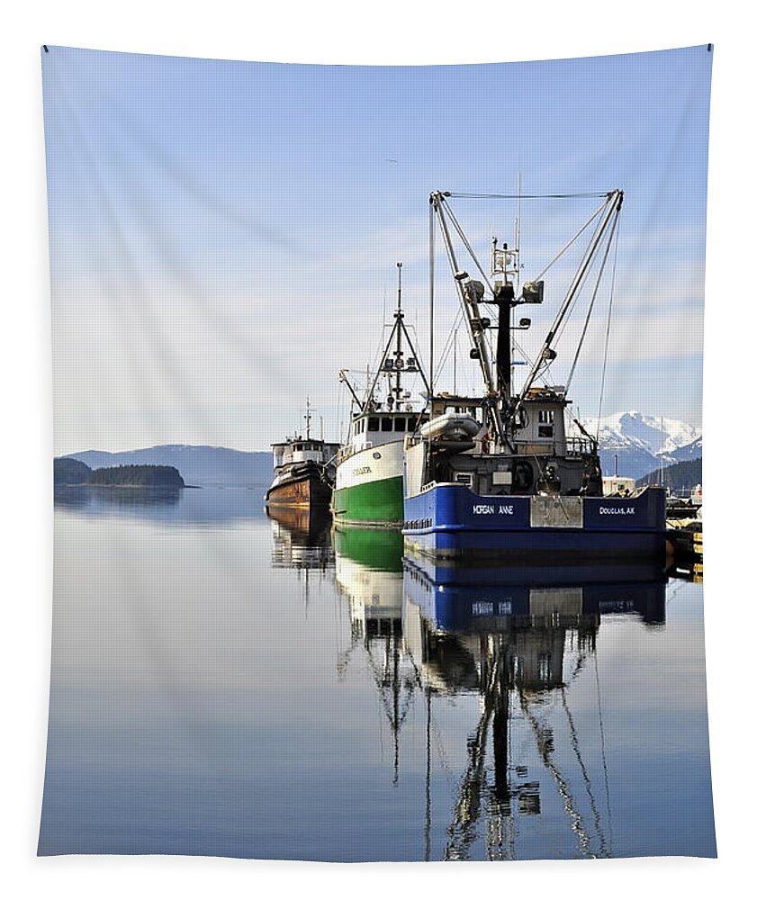 Auke Bay Tapestry featuring the photograph Auke Bay Reflection by Cathy Mahnke