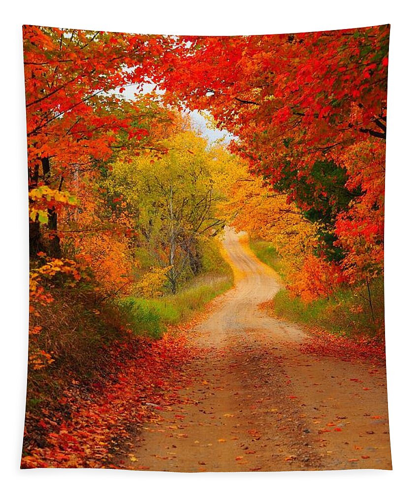 Red Tapestry featuring the photograph Autumn Cameo by Terri Gostola
