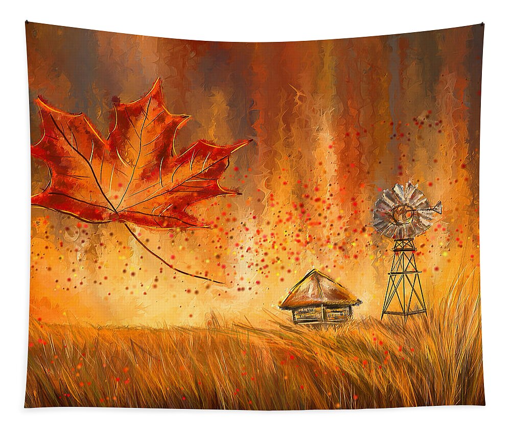 Foliage Tapestry featuring the painting Autumn Dreams- Autumn Impressionism Paintings by Lourry Legarde