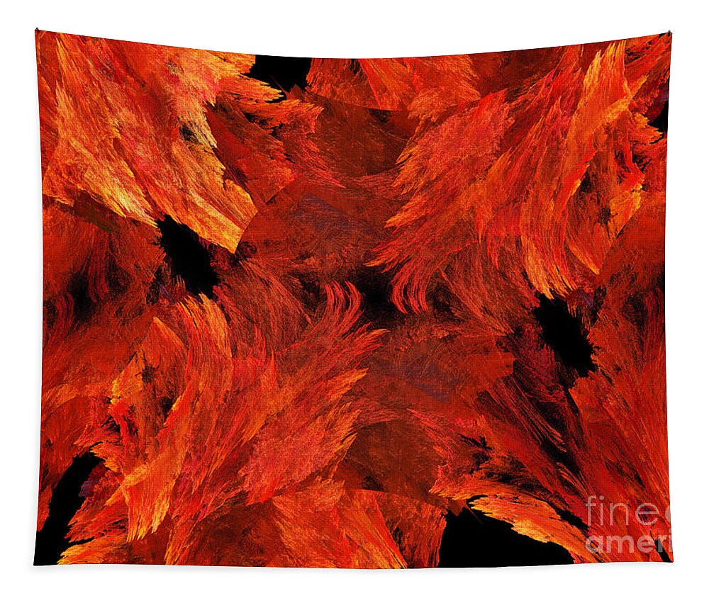Abstract Tapestry featuring the digital art Autumn Fire Abstract by Andee Design