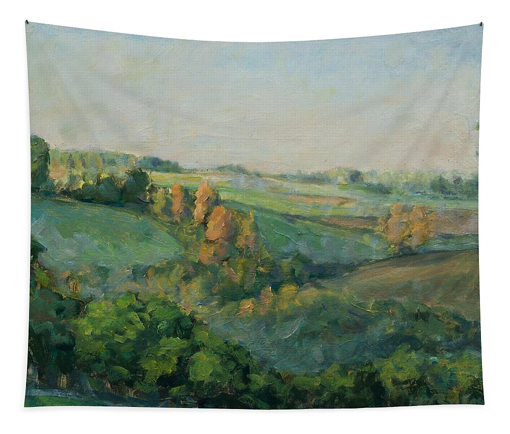 Autumn Tapestry featuring the painting Autumn morning by Marco Busoni