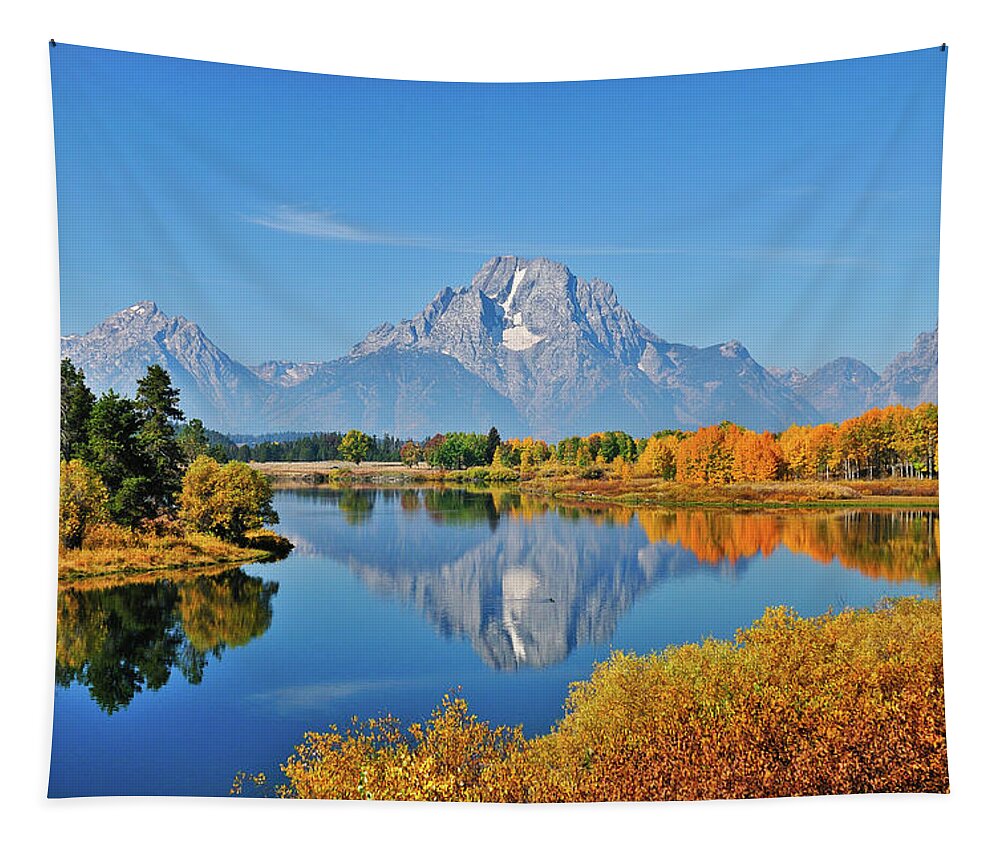 Grand Teton National Park Tapestry featuring the photograph Autumn Reflections at Oxbow Bend by Greg Norrell
