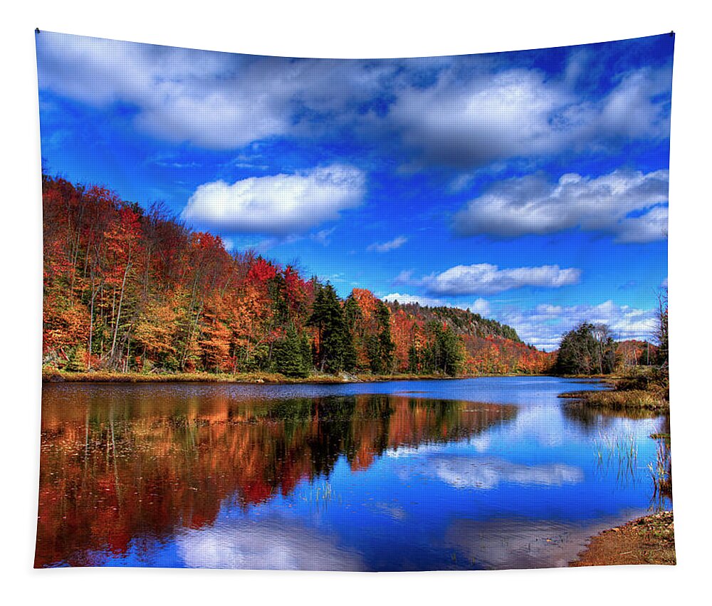 Autumn Reflections On Bald Mountain Pond Tapestry featuring the photograph Autumn Reflections on Bald Mountain Pond by David Patterson