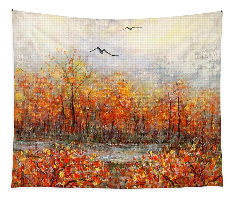 Landscapes Tapestry featuring the painting Autumn Song by Natalie Holland