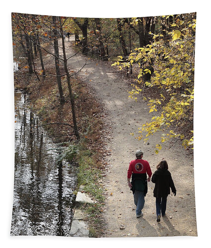 Canal Tapestry featuring the photograph Autumn Walk on the C and O Canal Towpath by William Kuta
