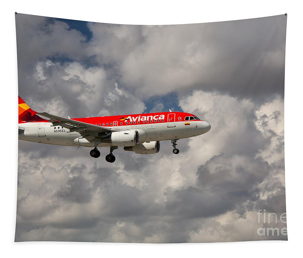 Airbus A-319 Tapestry featuring the photograph Avianca Airbus A-318 by Rene Triay FineArt Photos