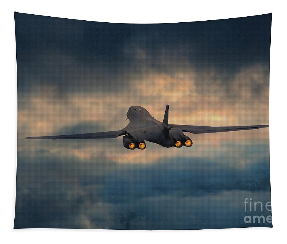 B-1 Bomber Tapestry featuring the digital art B-1 Bone by Airpower Art