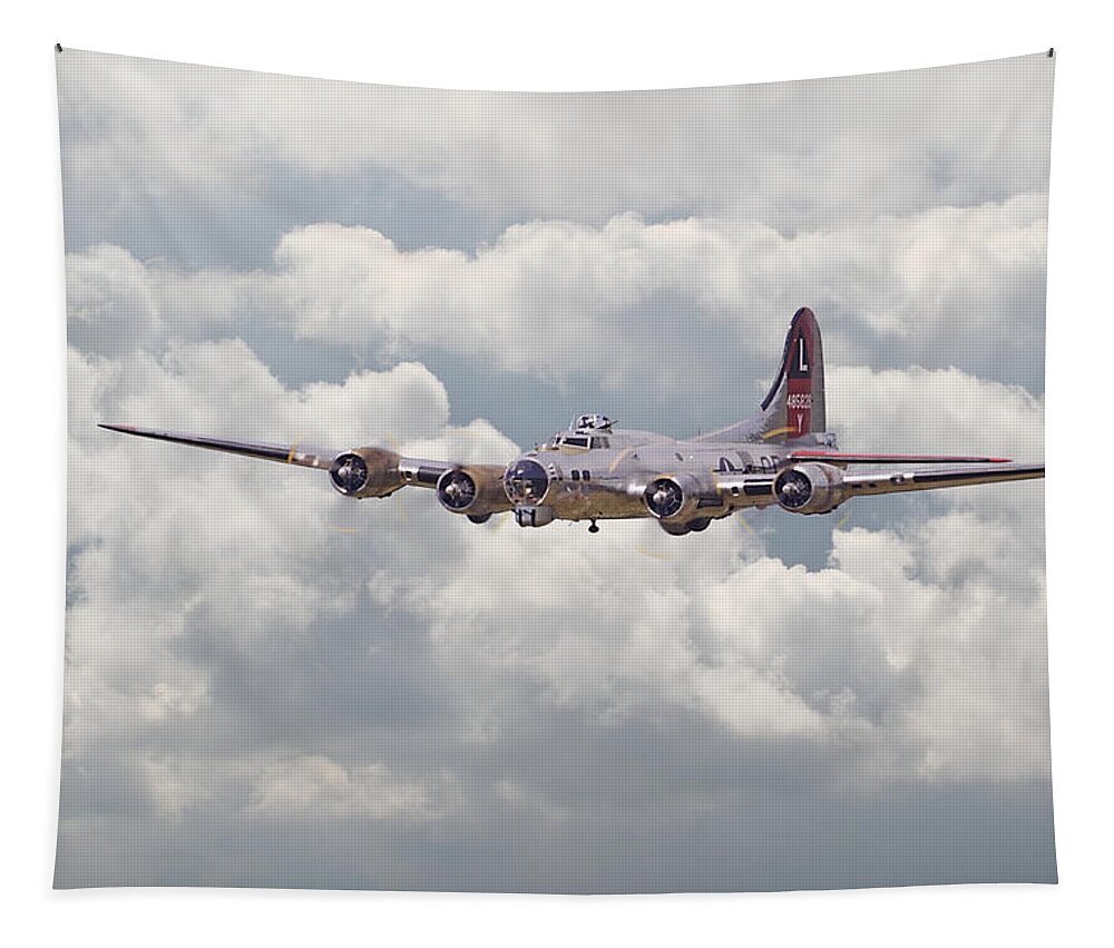 Aircraft Tapestry featuring the digital art B17- Yankee Lady by Pat Speirs
