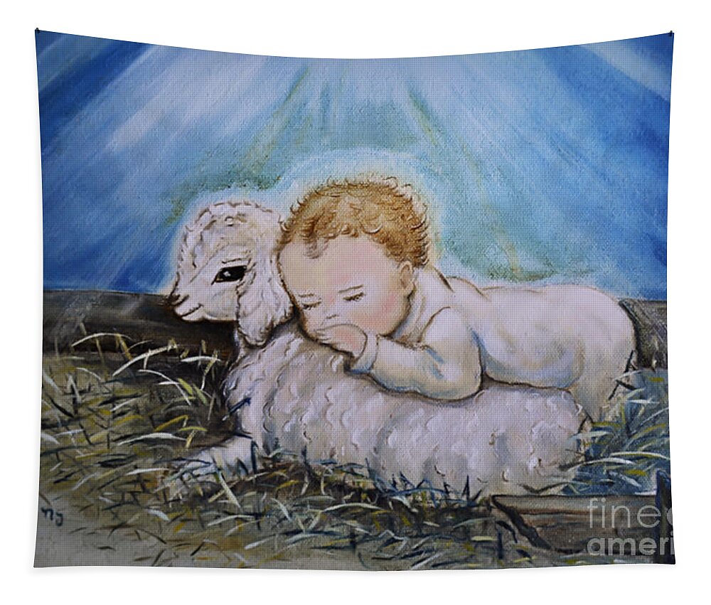 Christmas Tapestry featuring the photograph Baby Jesus Little Lamb by Nava Thompson