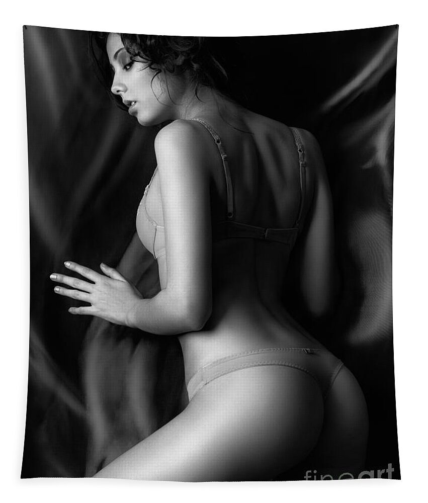 Beautiful sexy woman in black lingerie Tapestry by Maxim Images Exquisite  Prints - Fine Art America