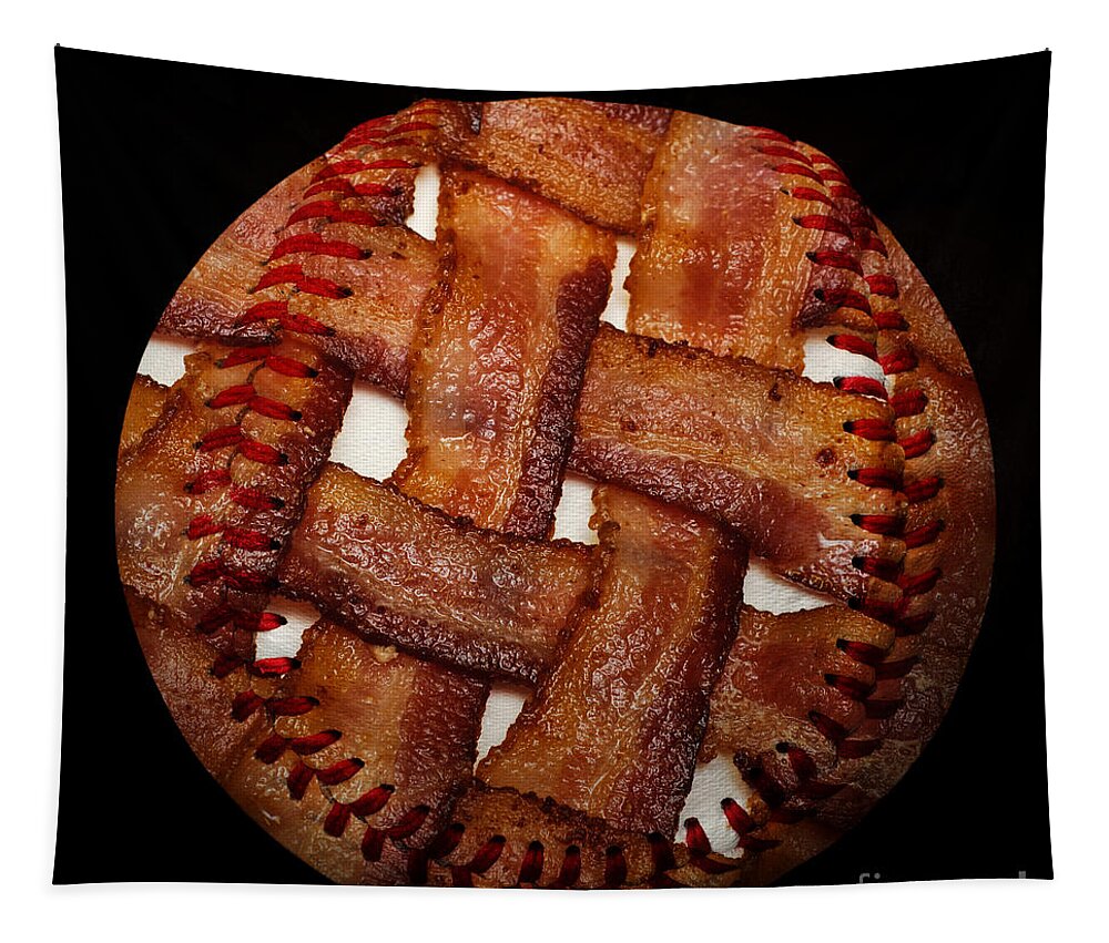 Baseball Tapestry featuring the photograph Bacon Weave Baseball Square by Andee Design