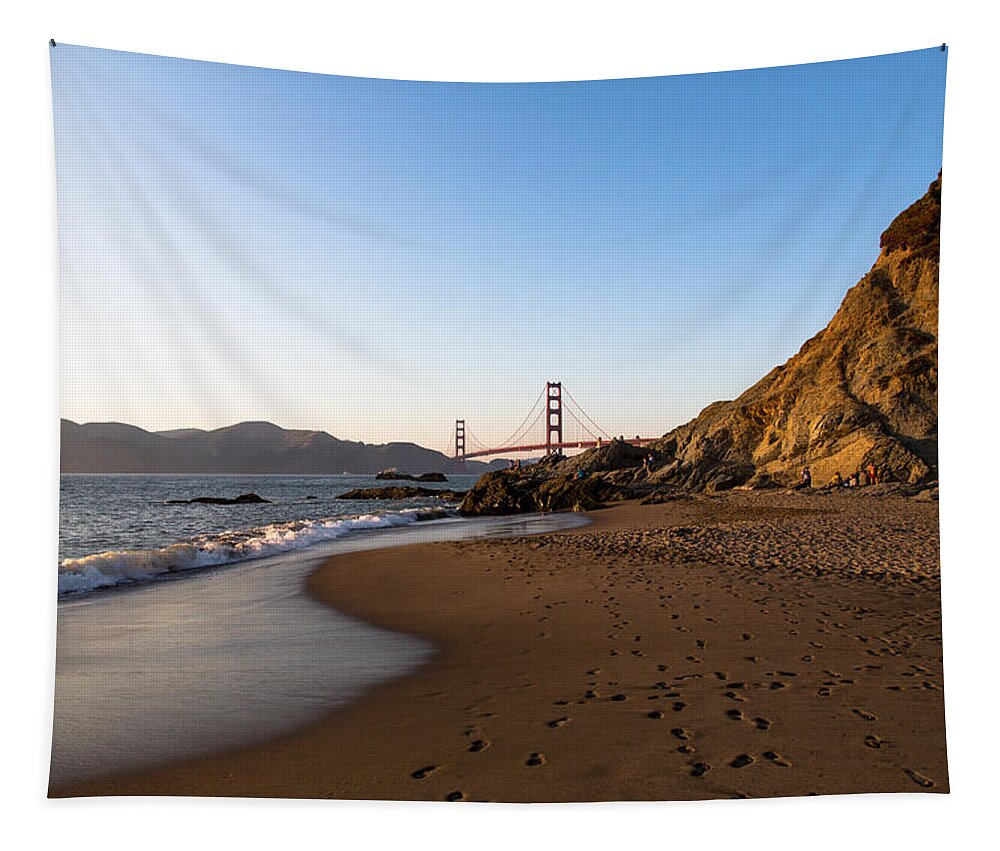 Baker Beach Tapestry featuring the photograph Baker Beach Footprints by John Daly