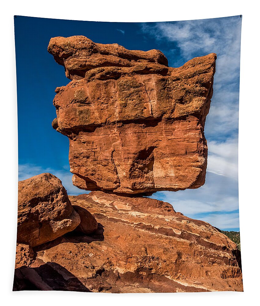 Balanced Rock Tapestry featuring the photograph Balanced rock garden of the gods by Paul Freidlund