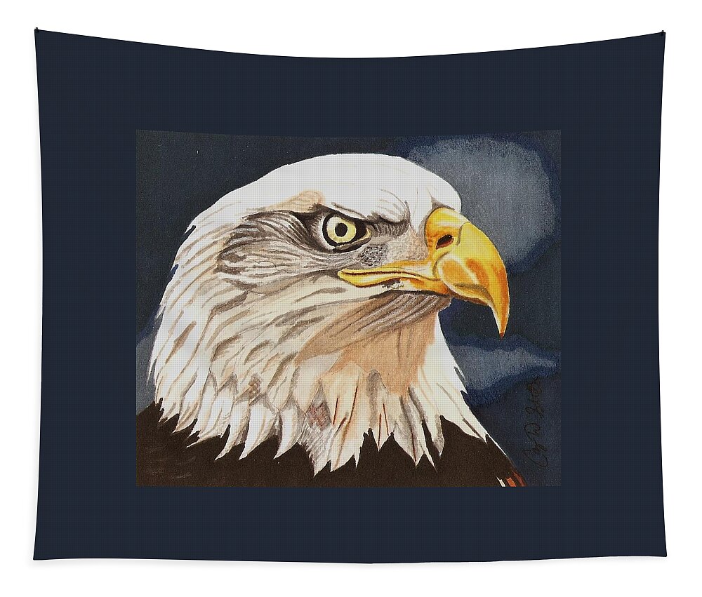 Bald Eagle Tapestry featuring the drawing Bald Eagle by Cory Still