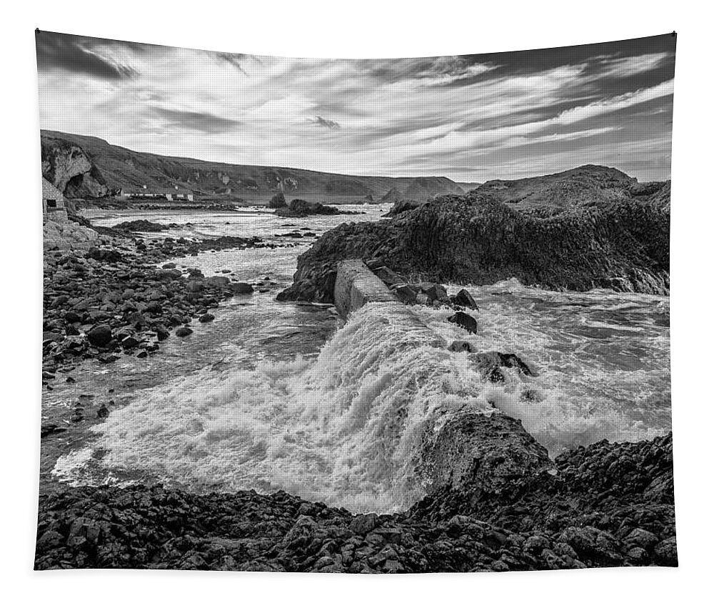Balintoy Tapestry featuring the photograph Ballintoy Harbour - The Sea Always Wins by Nigel R Bell