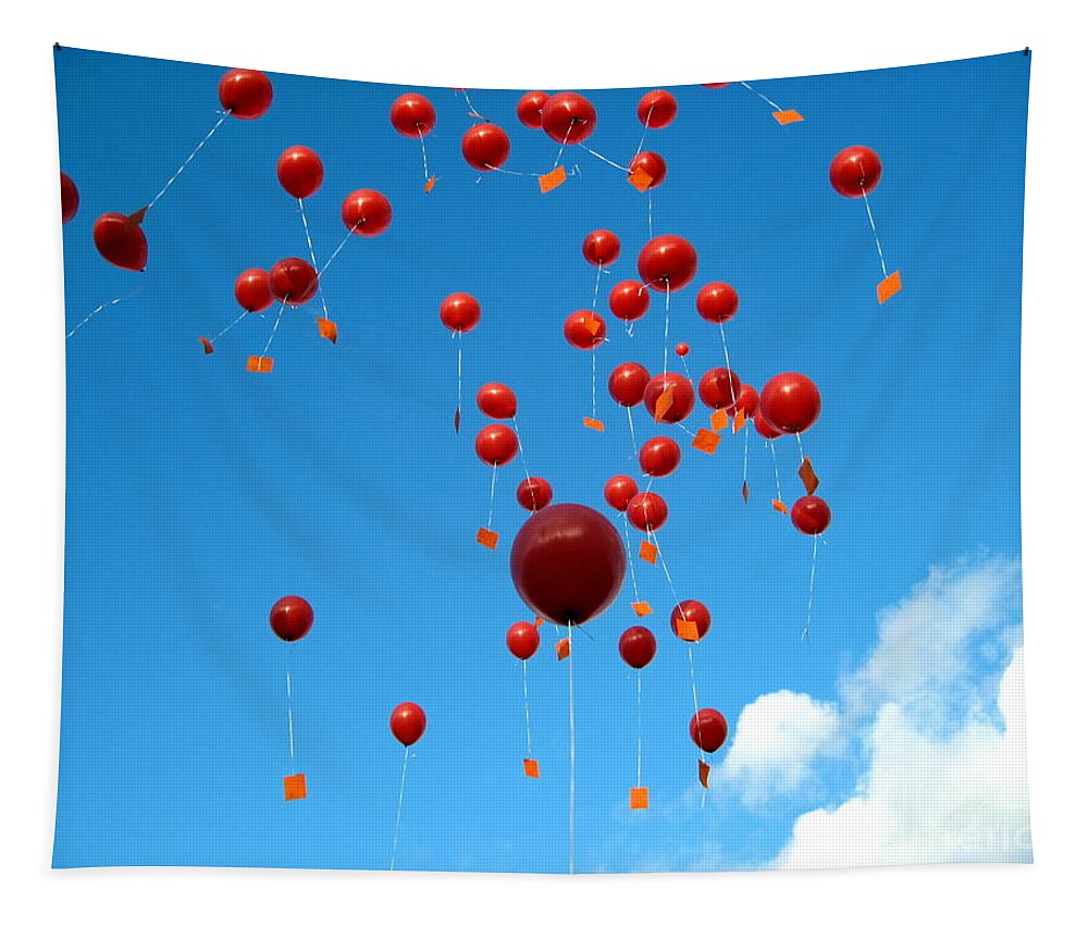 Up Tapestry featuring the photograph Balloons in the Air by Amanda Mohler