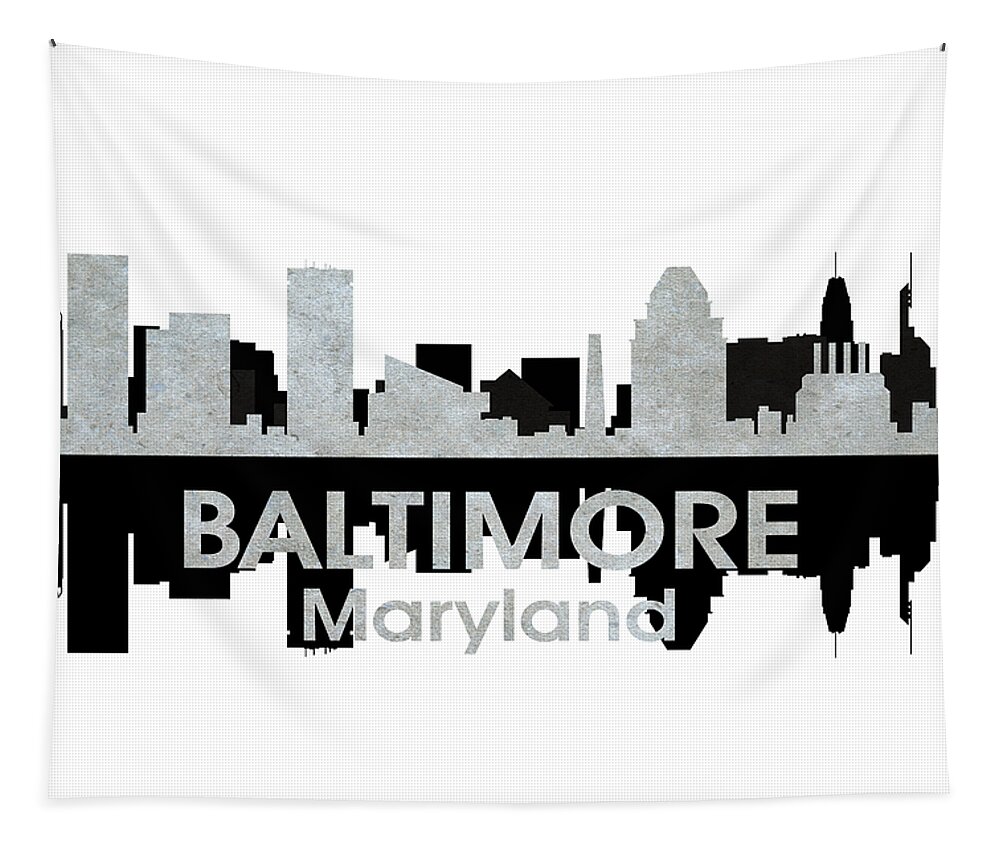 City Silhouette Tapestry featuring the digital art Baltimore MD 4 by Angelina Tamez