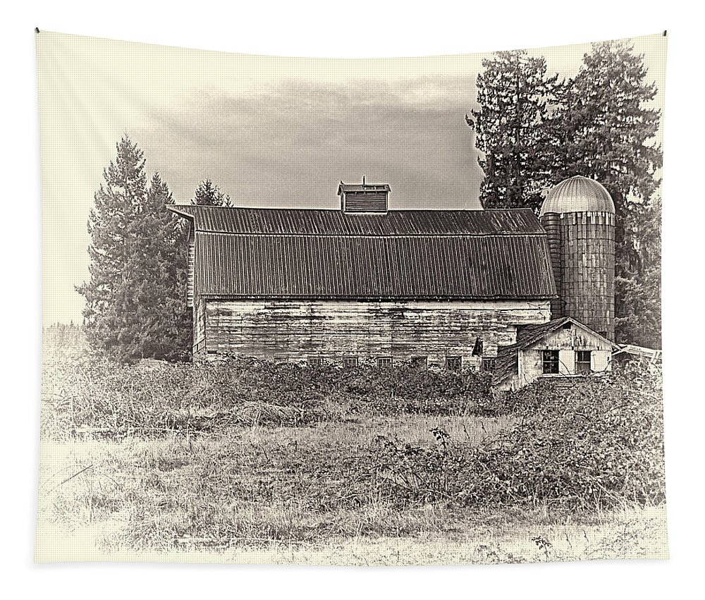 Ron Roberts Photography Tapestry featuring the photograph Barn With Silo by Ron Roberts