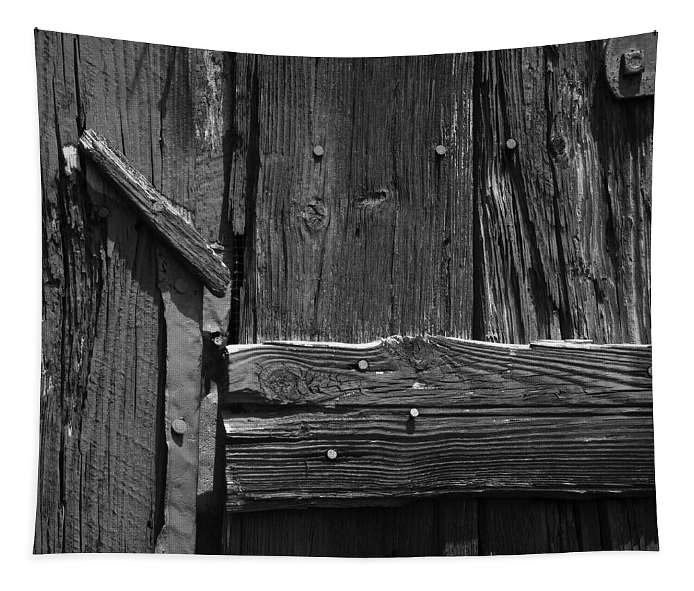 Barnwood Tapestry featuring the photograph Barnwood Abstract Black and White by Rebecca Sherman