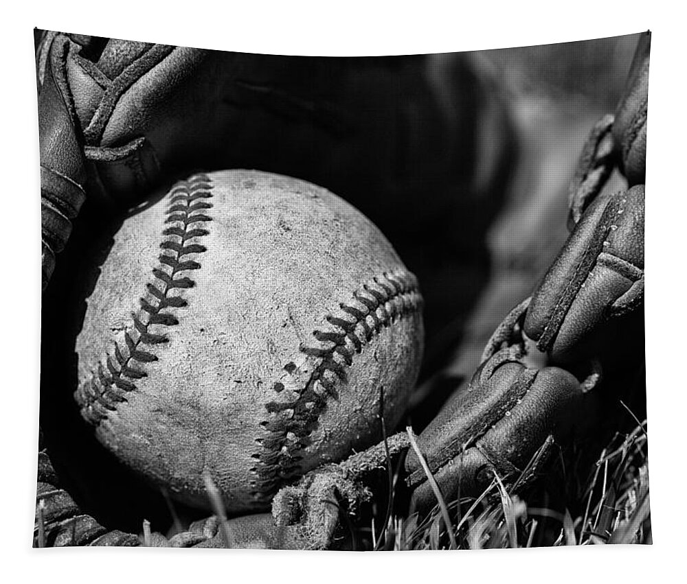 Stitches Tapestry featuring the photograph Baseball Gear by Karol Livote