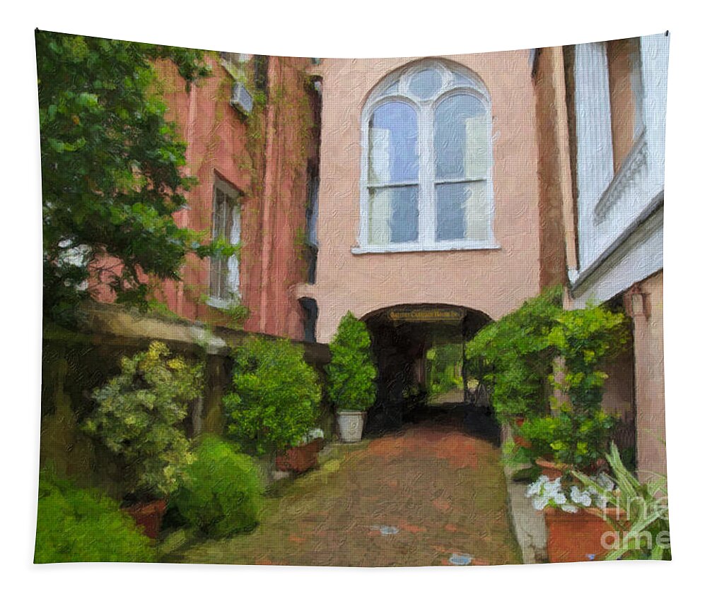 Battery Carriage House Inn Tapestry featuring the digital art Battery Carriage House Inn Alley by Jill Lang