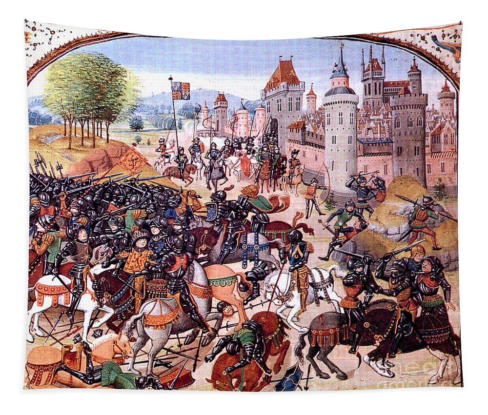 War Tapestry featuring the photograph Battle Of Nevilles Cross 1346 by Photo Researchers