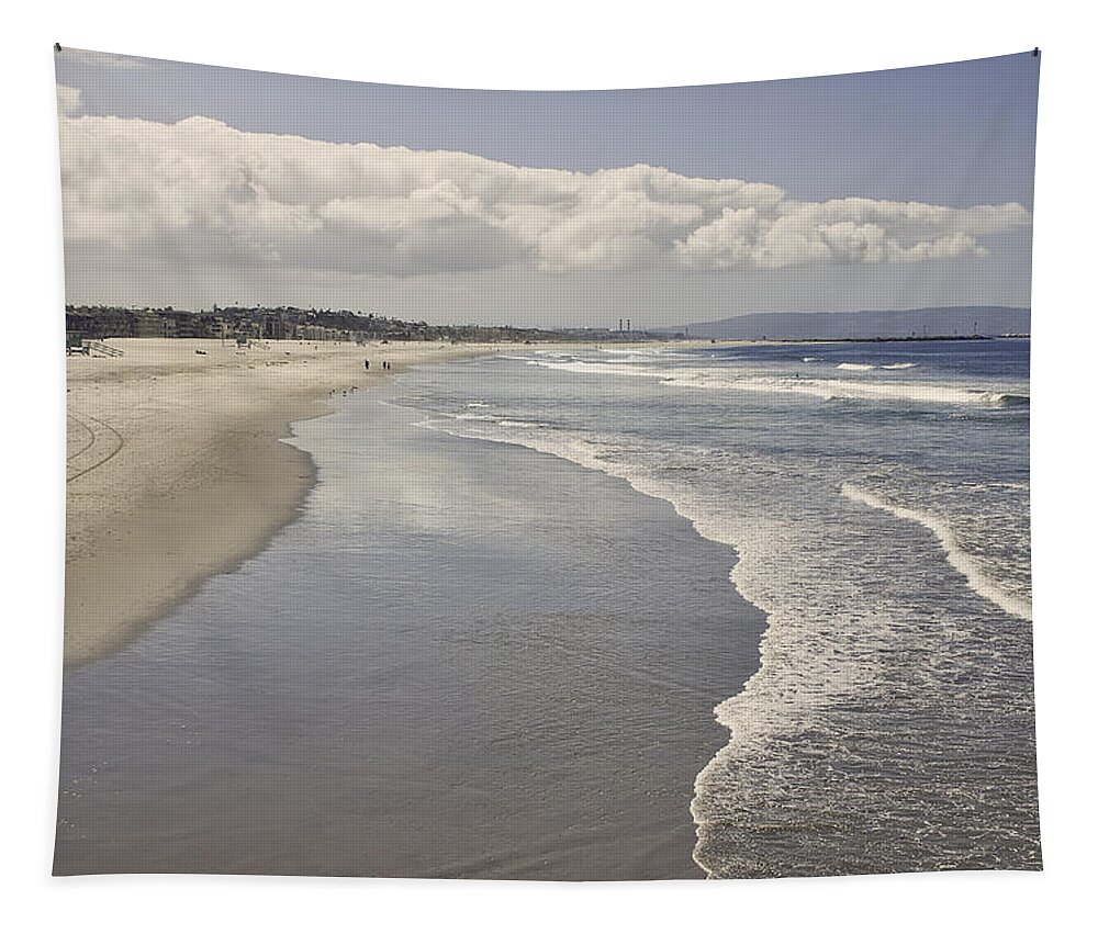 Tranquil Scene Tapestry featuring the photograph Beach At Santa Monica by Kim Hojnacki