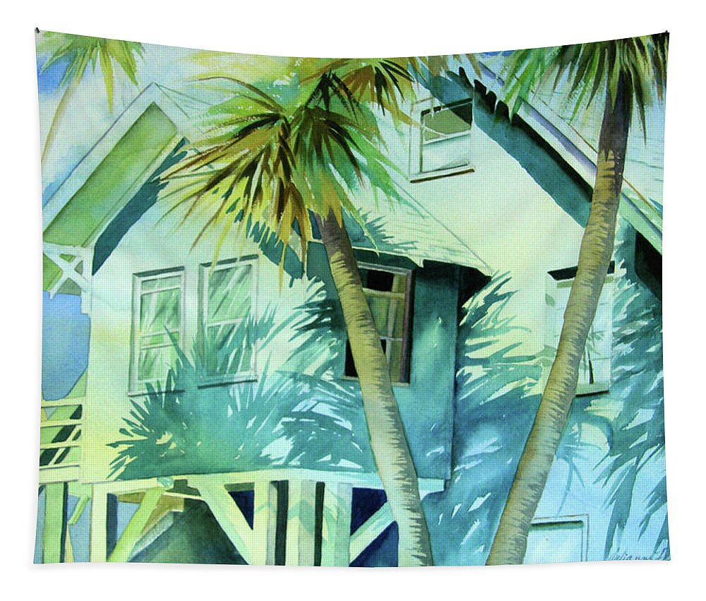Art Tapestry featuring the painting Beach Cottage by Julianne Felton