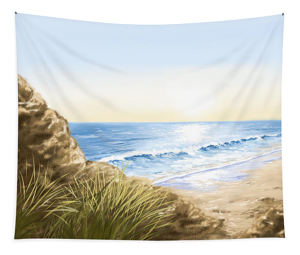 Nature Tapestry featuring the painting Beach by Veronica Minozzi