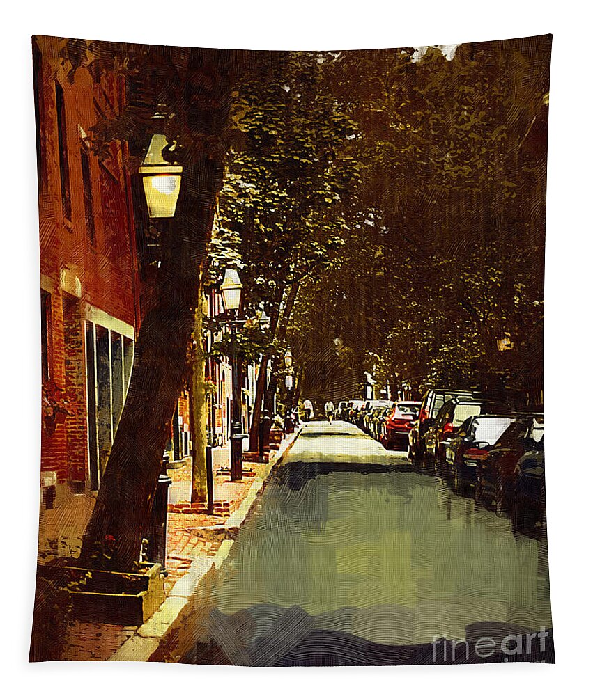 Boston Tapestry featuring the digital art Beacon Hill by Kirt Tisdale