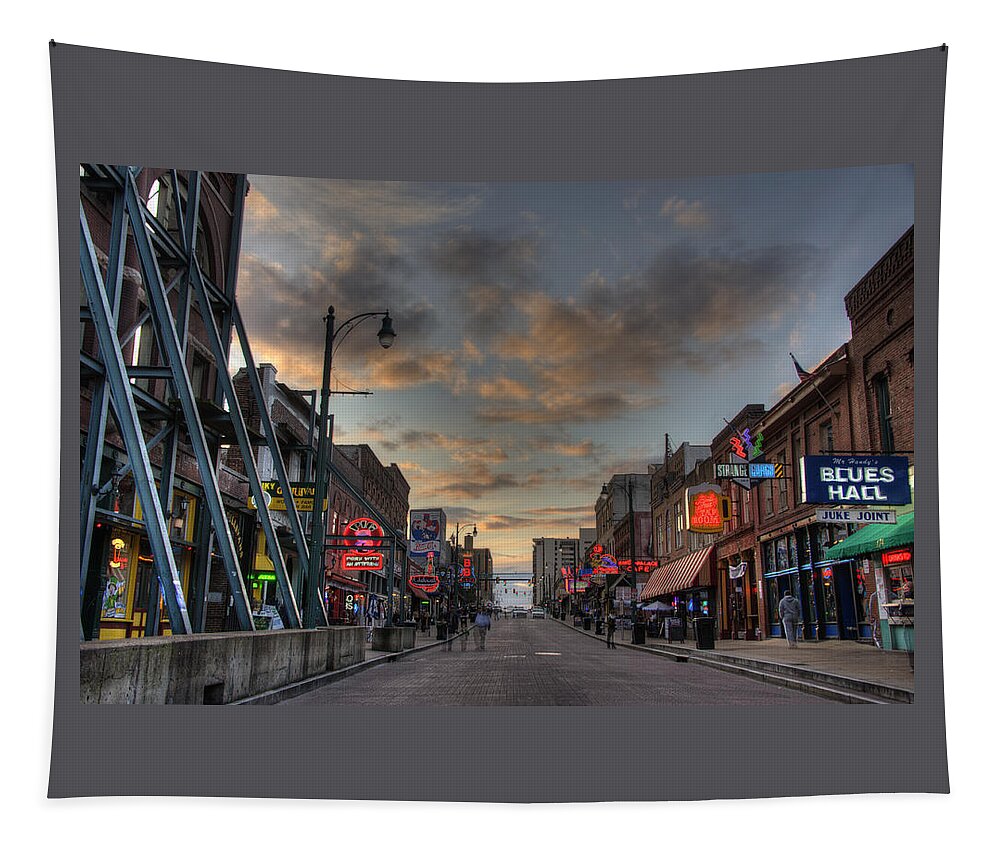 Hdr Tapestry featuring the photograph Beale Street Looking West in HDR 3 by James C Richardson